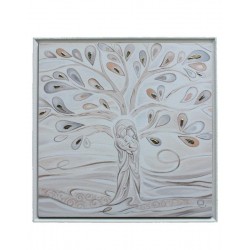 Quadro Albero della vita legno dipinto 37x37