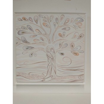 Quadro Albero della vita legno dipinto 37x37