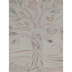 Quadro Albero della vita legno dipinto 37x37