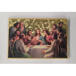 COMUNIONE - Quadretto Ultima Cena Fondo Mosaicato Dorato