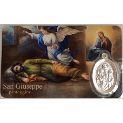 Card Santino San Giuseppe Dormiente con medaglia