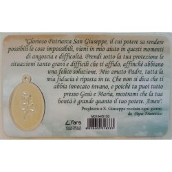 Card Santino San Giuseppe Dormiente con medaglia