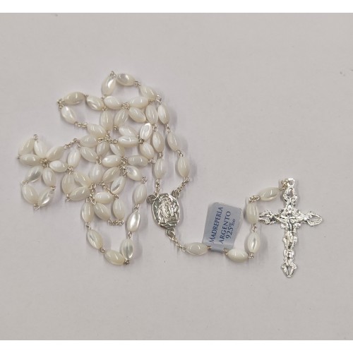 Rosario in Argento e Madreperla Grano Riso