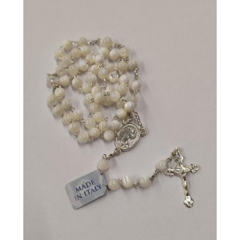 Rosario in Argento e Madreperla Grano Tondo Piccolo