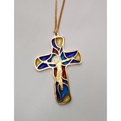 Croce vetrini multicolor 9 cm da collo e da muro