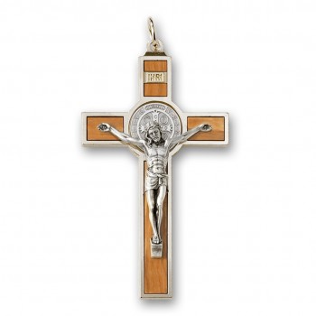 Croce San Benedetto Legno Ulivo e foglio spiegazione 2