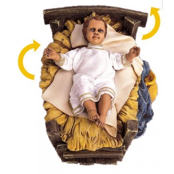 NATALE OFFERTA Gesù Bambino di 30cm in culla MECCANIZZATO