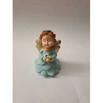 ANGELI - Angelo Azzurro in resina con Fiore e "Brillantino"