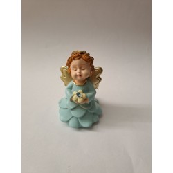 ANGELI - Angelo Azzurro in resina con Fiore e "Brillantino"