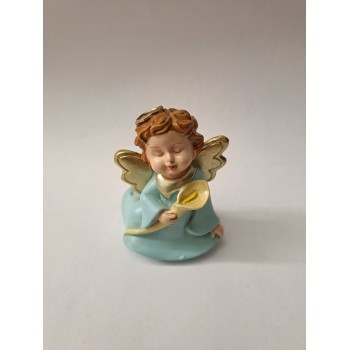 ANGELI - Angelo Azzurro in resina seduto con Calla