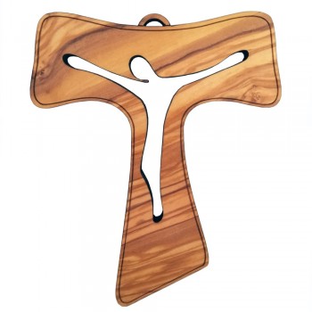 Croce Tau Legno Corpo Cristo Intagliato