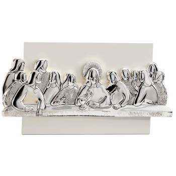 QUADRO Legno Bianco - Ultima Cena resina Argentata