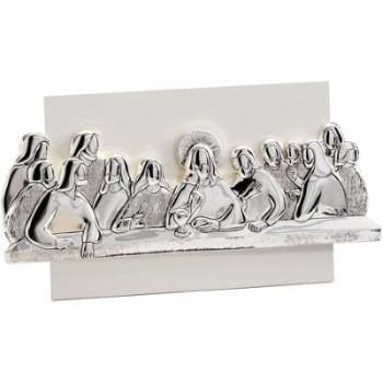 QUADRO Legno Bianco - Ultima Cena resina Argentata 2
