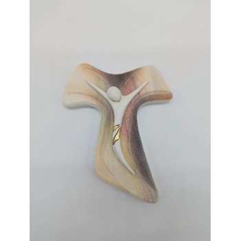 CROCE - Crocifisso Tau effetto Pietra da Appendere 12,5x16,5