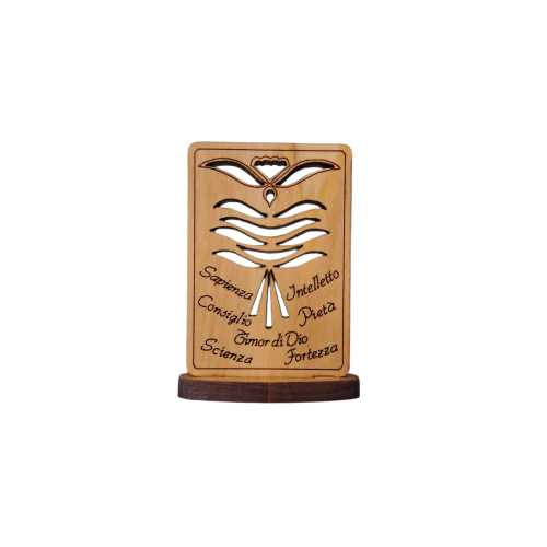 CRESIMA - Tavoletta Legno di Ulivo, Doni dello Spirito Santo