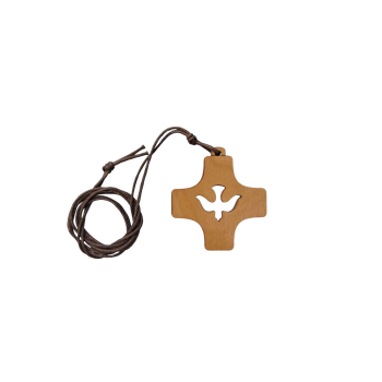 CIONDOLO - Collana Legno di Ulivo Croce con incisa...