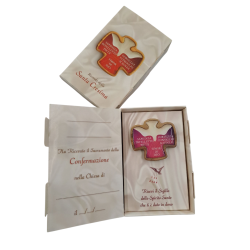 CRESIMA - Cofanetto ricordo Cresima con Tavoletta a forma di Colomba da appoggio