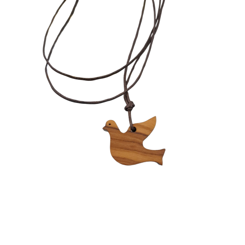 CIONDOLO - Collana ciondolo Colomba legno Ulivo