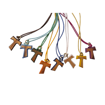 Croce Tau Colorato legno di Ulivo