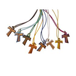 Croce Tau Colorato legno di Ulivo
