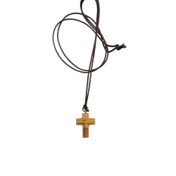 CROCE - Croce da collo con Corpo in rilievo legno di ulivo