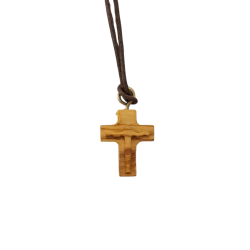 CROCE - Croce da collo con Corpo in rilievo legno di ulivo