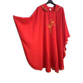 Casula Rossa ricamo Croce con Spighe