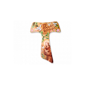 Croce Tau San Francesco Decori In Rilievo 12 cm