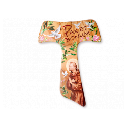 Croce Tau San Francesco Decori In Rilievo 12 cm