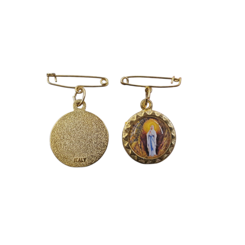 Medaglietta Spilla Dorata Lourdes