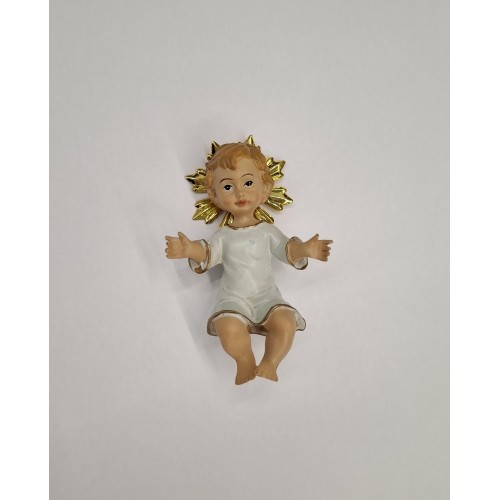 NATALE - Gesù Bambino Resina 9cm -Veste Bianca...