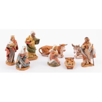 NATALE - Set 8 Statue Natività Fontanini 9,5Cm Tinta Legno