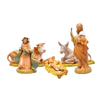 NATALE- set 5 pz Sacra Famiglia Fontanini 12 CM bue e asino