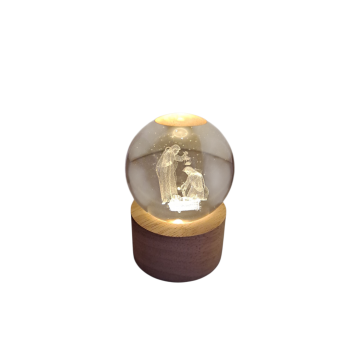 NATALE - Globo Palla Bolla Natività Vetro Luce su Base Legno