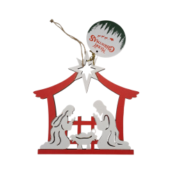NATALE - Capanna e Natività Legno traforato da Appendere