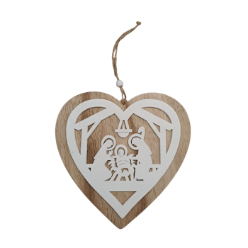 NATALE - Cuore Natività in Legno da appendere