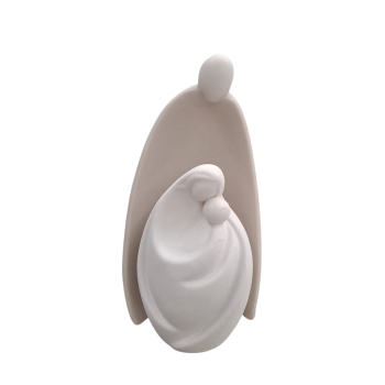 NATALE - Sacra Famiglia Stilizzata con Luce Ceramica Bianca