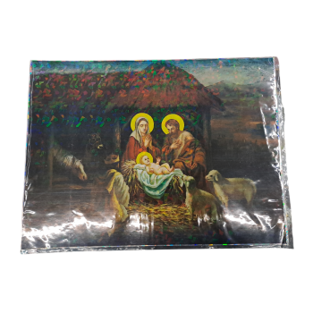NATALE - Poster Adesivo metallizzato raffigurata Natività...