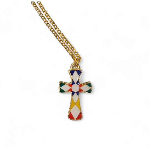 CROCE - Croce da Collo Multicolor Resinata