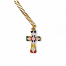 CROCE - Croce da Collo Multicolor Resinata