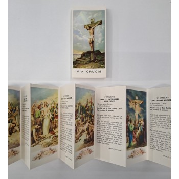VIA CRUCIS - Pieghevole della via Crucis 11.3x5.4cm
