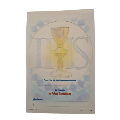 COMUNIONE - Pergamena Prima Comunione 15x10cm