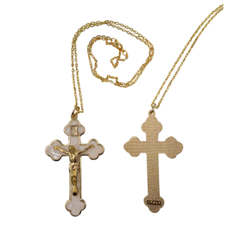 CROCE - Croce Trilobata Corpo Dorato color Perla