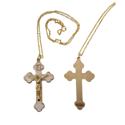 CROCE - Croce Trilobata Corpo Dorato color Perla