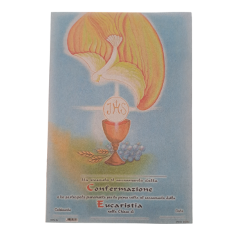 CRESIMA e COMUNIONE - Pergamena Ricordo Sacramenti