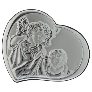 QUADRO - Cuore Angelo Custode in legno e lastra Argentata...