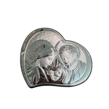 QUADRO - Quadretto a forma di Cuore Sacra Famiglia 18x16cm