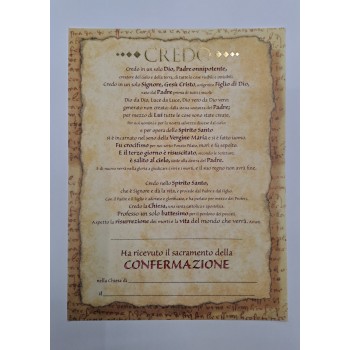 CRESIMA - Pergamena Ricordo Cresima e Preghiera del Credo...
