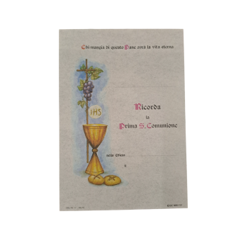 COMUNIONE - Pergamena Ricordo Prima S. Comunione 15x10.5cm