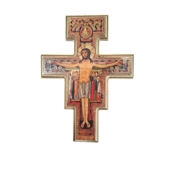 Croce San Damiano Media Legno Bordo Oro 19x25